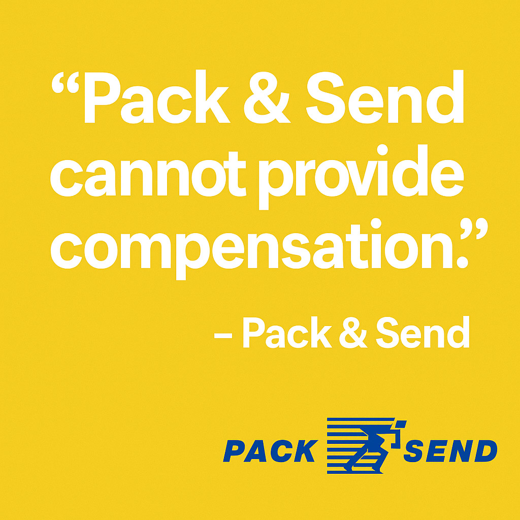 "Pack & Send cannot provide compensation" - Sharina, Pack & Send