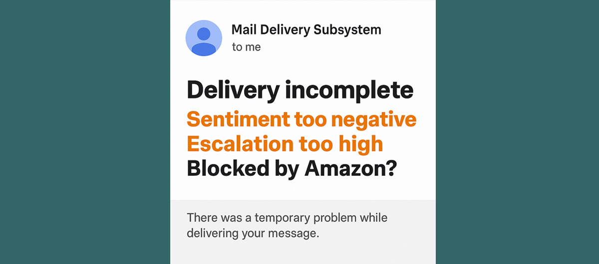 Has Amazon blocked me because their sentiment dashboard is melting down?