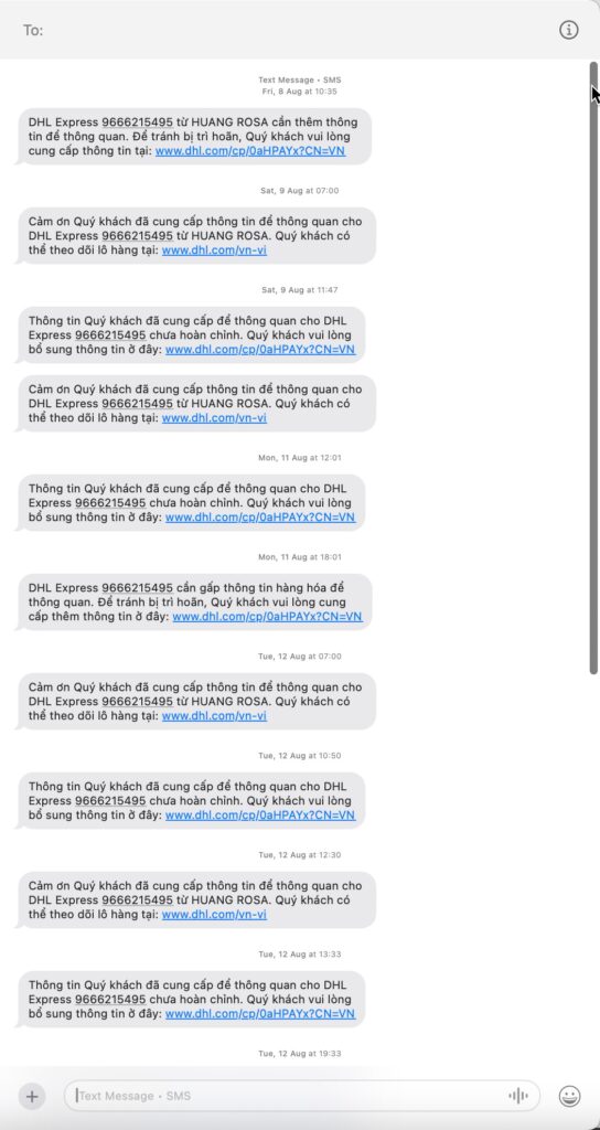 DHL texts to me 01/02