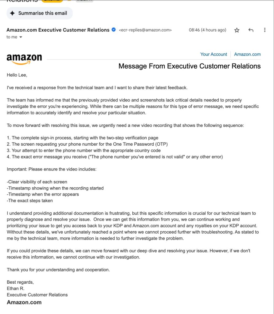 Amazon technical failure