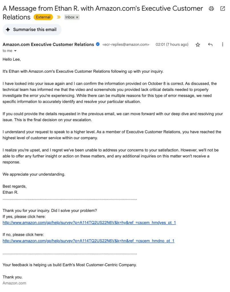 Amazon: The buck stops here, apparently. So does any hope for my royalites. Breach of KDP contract much?