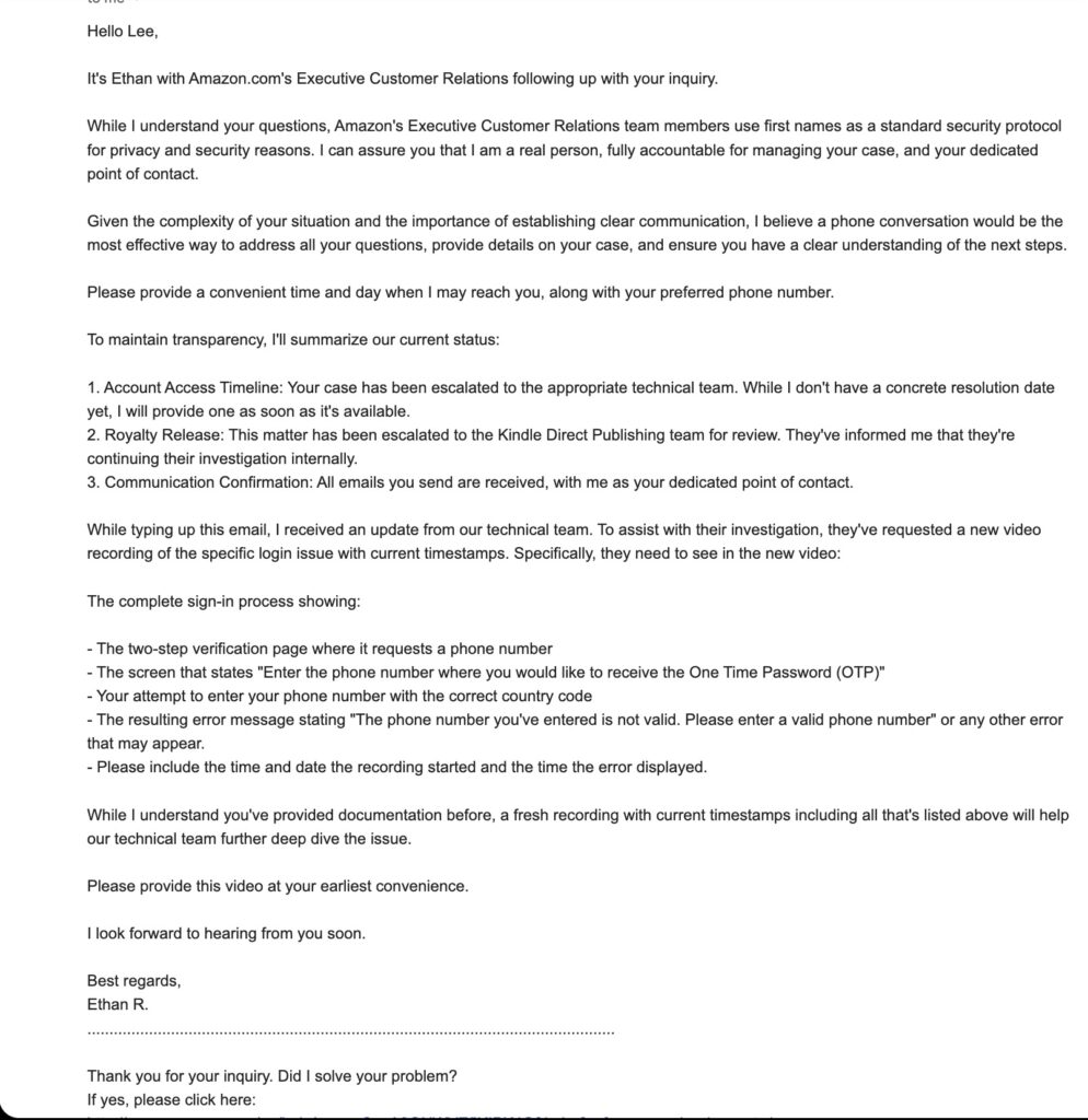 Amazon: Ethan R asks for more unpaid work from his intern